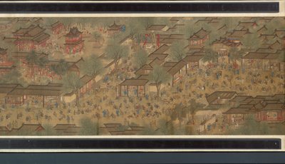 Festival di primavera sul fiume (dettaglio), rotolo a mano da Qing Dynasty Chinese School